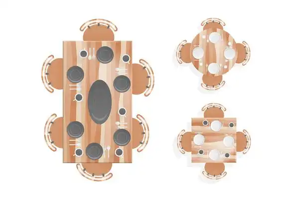 木质餐桌平面图矢量素材