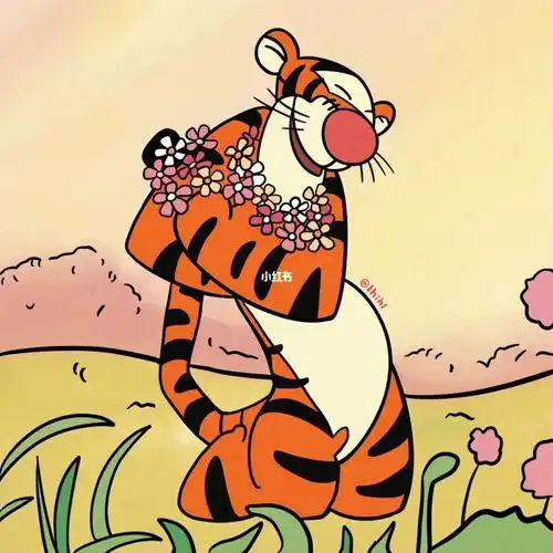 跳跳虎噗噗情侣头像摘朵花花送给你78