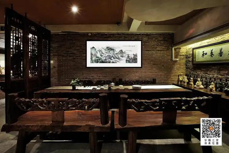 国画家朱庆强字画之家装裱效果图场景悬挂图