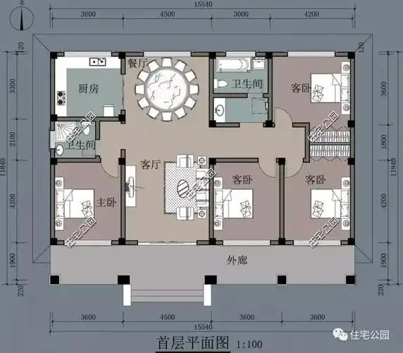 11×15米一层平房设计方案图,一层也能这么漂亮