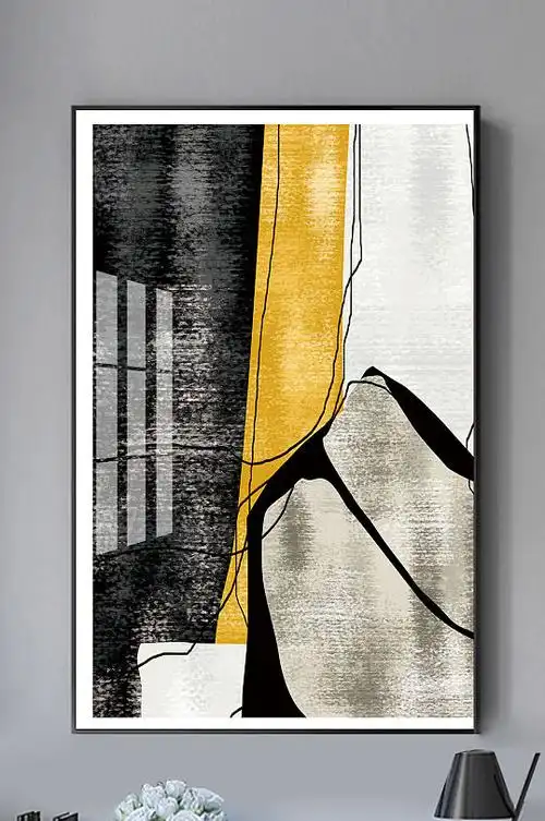 现代抽象几何水墨线条装饰画