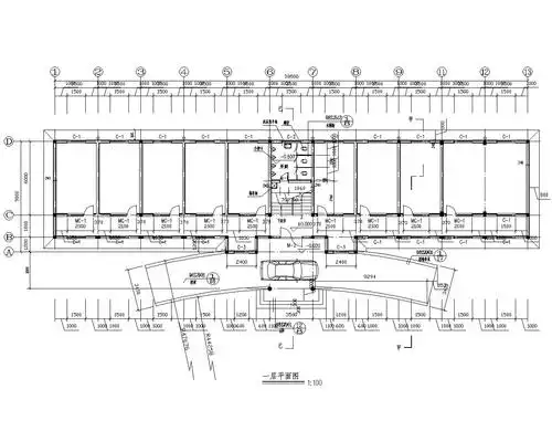 多层坡屋顶办公资料下载-二层办公楼砖混结构设计施工图(cad)