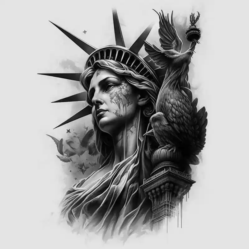 自由女神手稿.#纹身 #自由女神纹身手稿 - 抖音