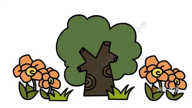 树花简笔画带颜色