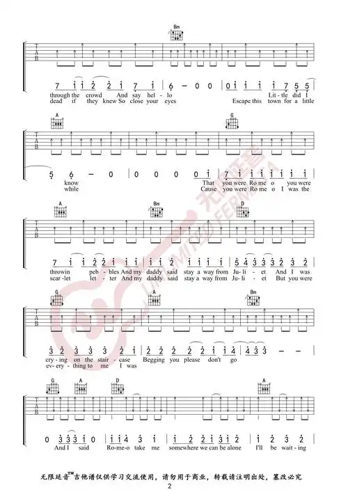 taylorswiftlovestory原版吉他谱无限延音编配love无限延音编配原版