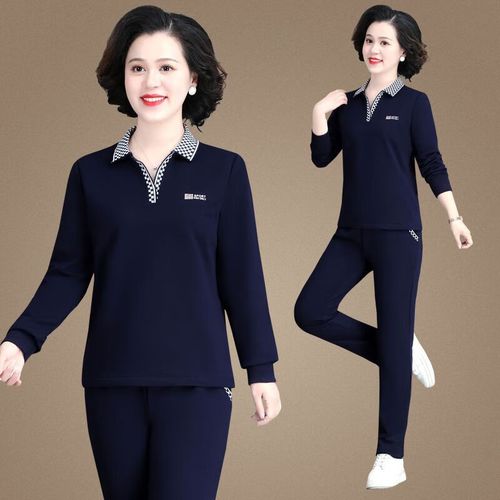 40-50岁中年妈妈装时尚套装秋天穿中老年妈妈秋装运动服减龄套装女