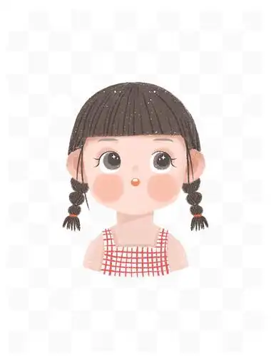 卡通可爱手绘扎辫子的小女孩 i>头 /i> i>像 /i>素材