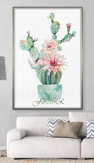 手绘水彩多肉植物花卉北欧客厅卧室装饰画