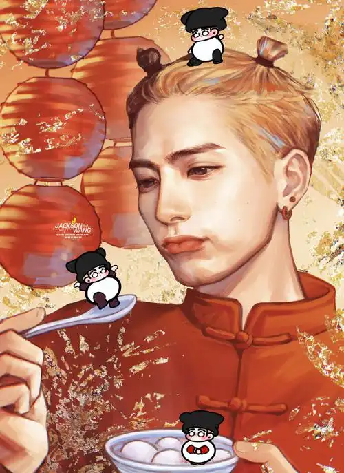 百05度05王嘉尔吧独家手绘@王嘉尔    一口一个甜心小汤圆  开开