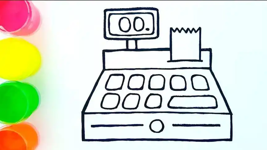 亲子简笔画:超市收银台画画