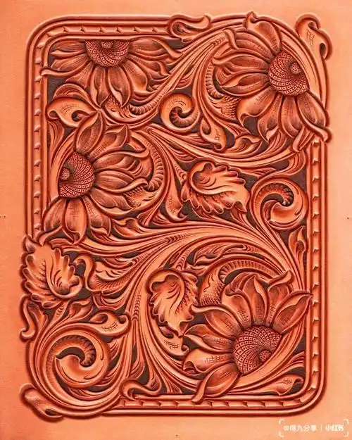 有步骤手工皮具皮雕图纸美式唐草手帐