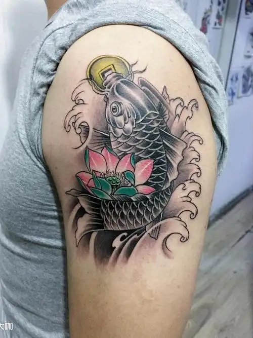 招财鲤鱼_纹身图案手稿图片_刘新兵的纹身作品集