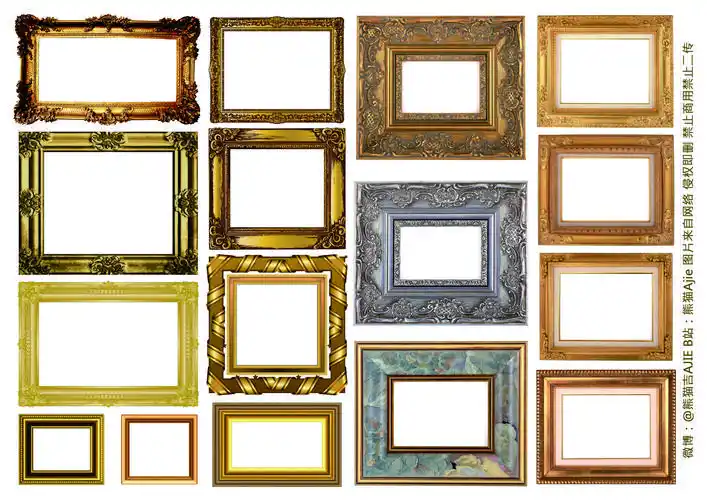 手帐素材分享第116期 复古相框——熊猫ajie - 哔哩哔哩