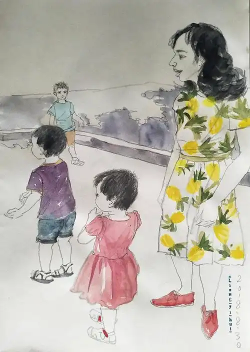 梁懿慧-画家冯曼硕的女儿冯转美和孙女迪迪---玩家.