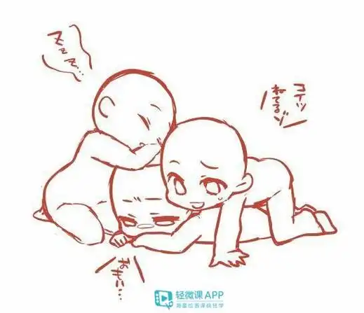 绘画素材 | q版人物的激萌互动合影向姿势参考