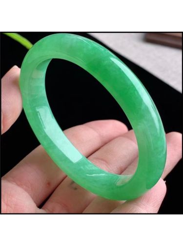 平安翡翠手镯a货缅甸天然贵妃镯冰种真玉镯子女款细圆条飘花阳绿