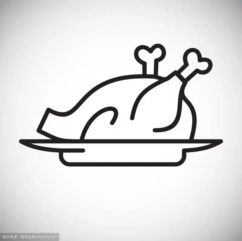 炸鸡的轮廓图标在白色的背景上