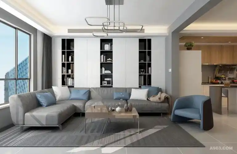 以巧妙的墙柜为沙发背景,实用又美观.