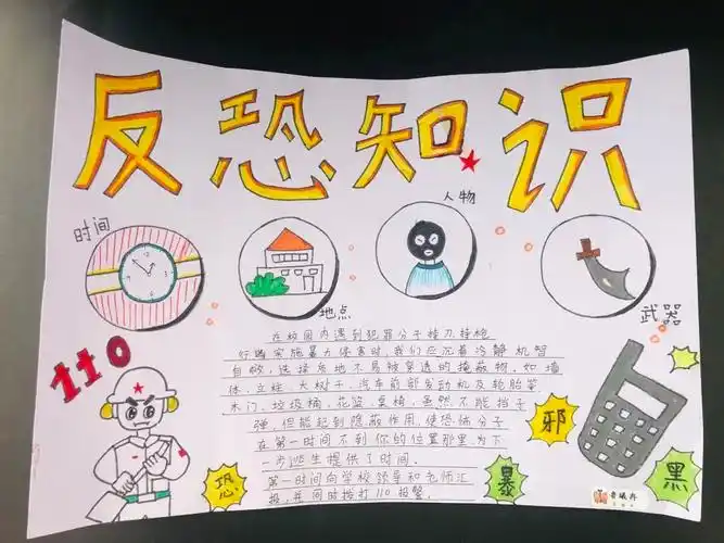 小学"平安校园 反恐防暴 喜迎二十大"手抄报-图3