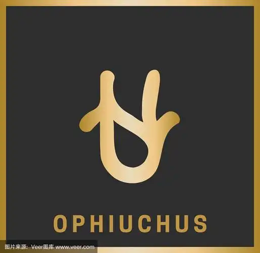 星座蛇夫座.的星座.孤立的金色符号在黑色背景与金色题字.矢量图