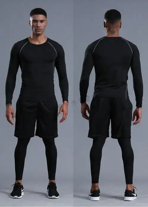 泳衣男上衣长袖男士泳裤游泳衣泡温泉全身潜水服防晒男款泳装套装丝绿