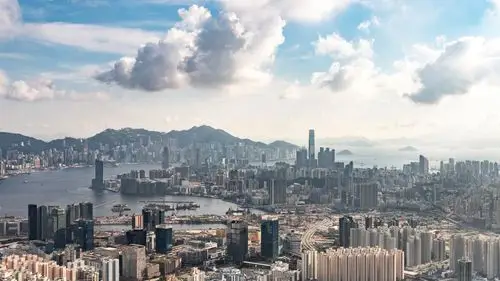 香港港岛九龙全景