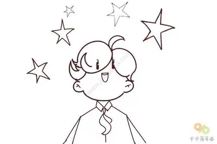 小孩看星星的简笔画星星简笔画怎么画星星简笔画图片画法各种画法的
