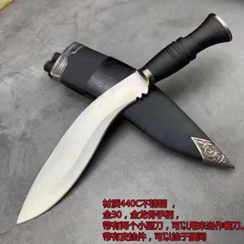 oloey尼泊尔军刃大弯刀锻打一体子刀刃加长刃大号廓尔喀弯防身刀 红色