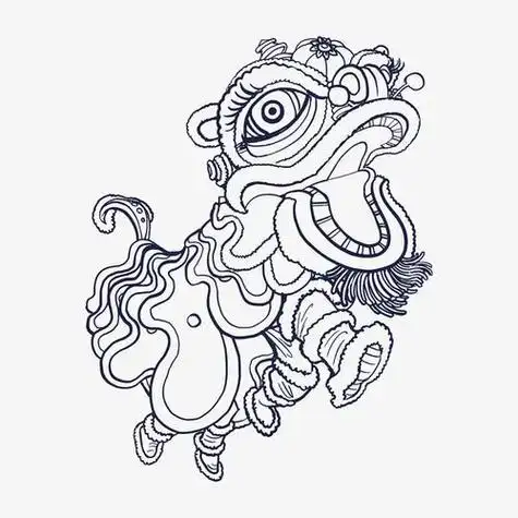 新年舞狮子的简笔画