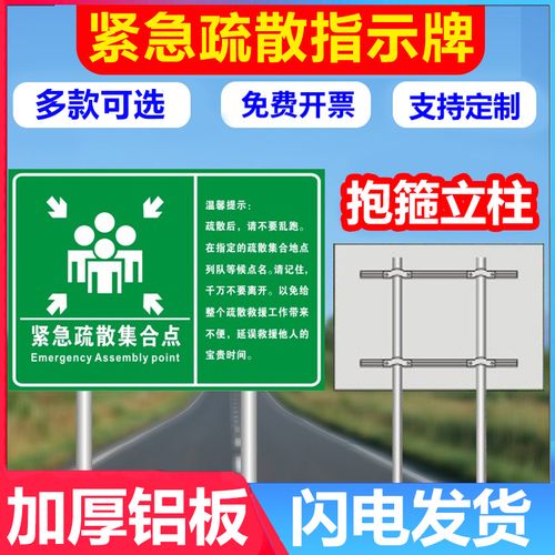 紧急疏散集合点消防疏散指示标志应急避难场所地下防空洞标识标志立柱