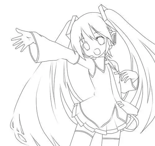 初音未来恭贺新年简笔画