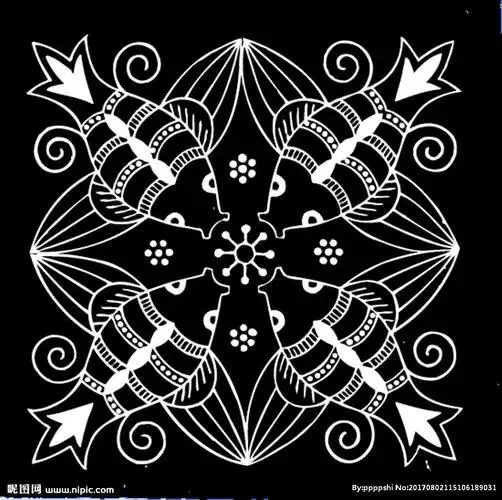 中国古典花纹飞鱼对称图案设计图__花边花纹_底纹边框_设计图库_昵图