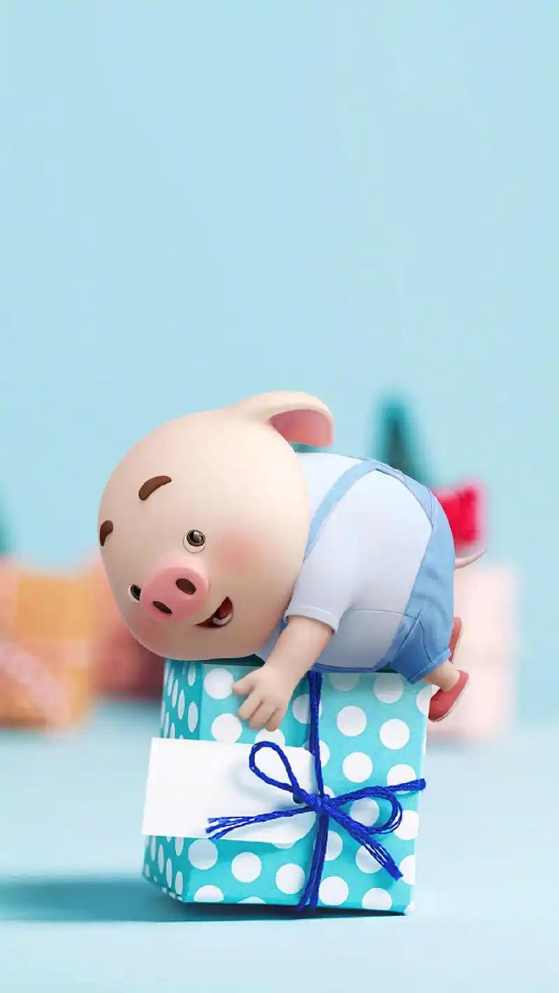 萌系卡通小猪猪粉色手机壁纸图片_可爱_手机壁纸下载_美桌网