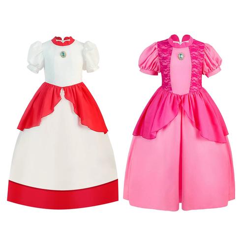 碧琪公主裙超级马里奥粉色桃子桃花公主cos服装 peach连衣裙