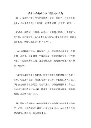 关于小白兔的作文 可爱的小白兔.doc