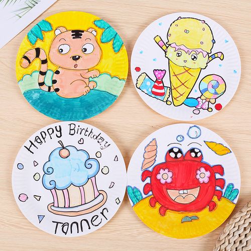 纸盘盘子手工一次性幼儿园绘画diy材料白色方形可降解餐具