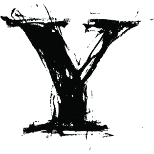 中国风墨迹毛笔字母y