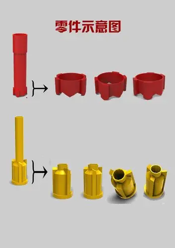 两款自动伸缩圆珠笔的结构图示