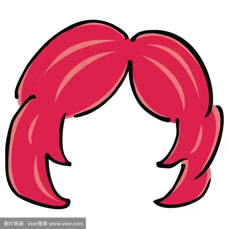 女人,假发,红色,发型,绘画插图
