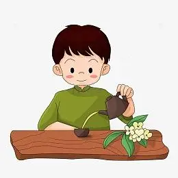 倒茶泡茶的人物元素