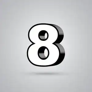 白色三维矢量数字8与黑色边界.