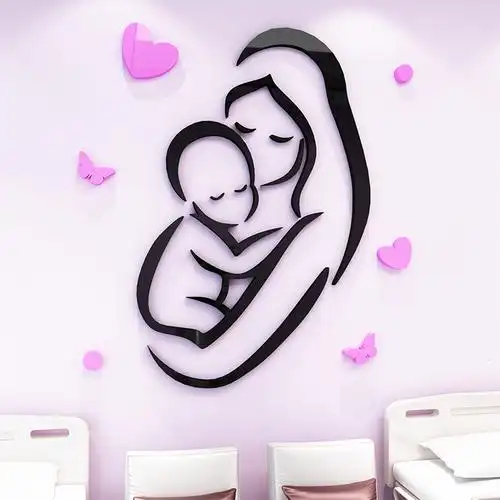 3d立体亚克力墙贴孕妇学校背景墙装饰产科门诊温馨布置母婴店贴画