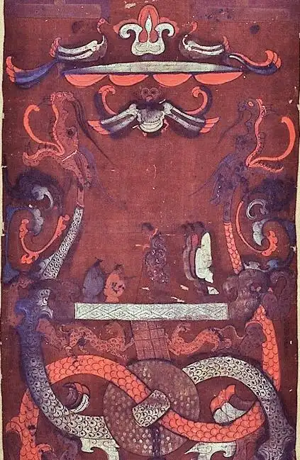 图6:马王堆一号汉墓帛画中灵魂升天的形象,湖南省博物馆藏