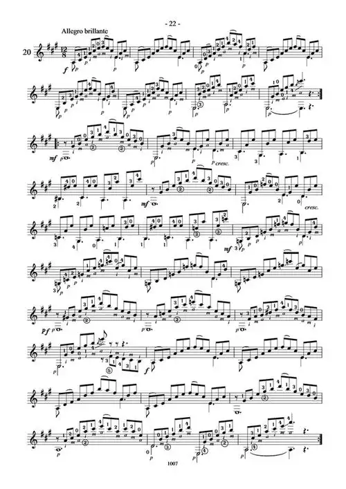 卡尔卡西25首练习曲21吉他谱图片