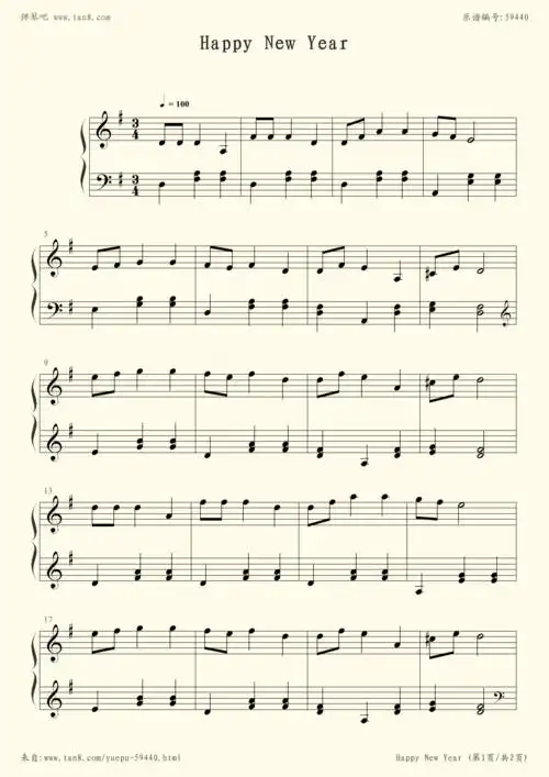 钢琴谱:【钢琴块 2 等级歌曲】6 新年快乐