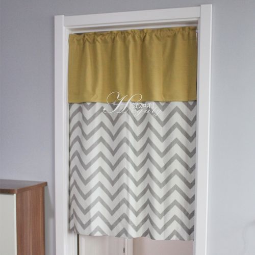 hegaly|黄灰条纹北欧风半帘门帘ins网红款床帘隔断布艺用品成品