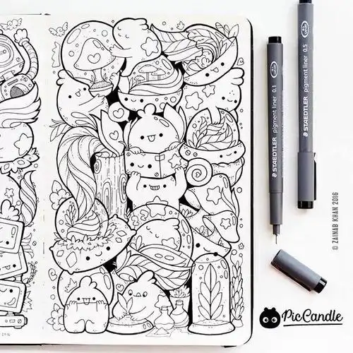 简单可爱的马克笔手绘简笔画,附线稿,教你一学就会!