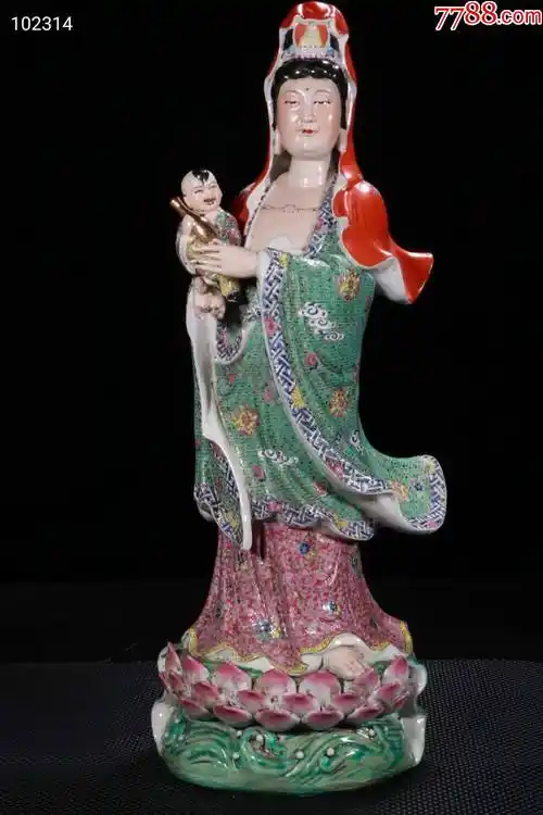 曾龙升雕瓷送子观音像,高72宽27公分,全品_价格3800元_第1张_7788收藏