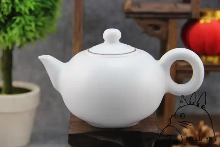 批发景德镇陶瓷无光白功夫茶具纯手工创意茶壶耐高温浑圆侧提壶