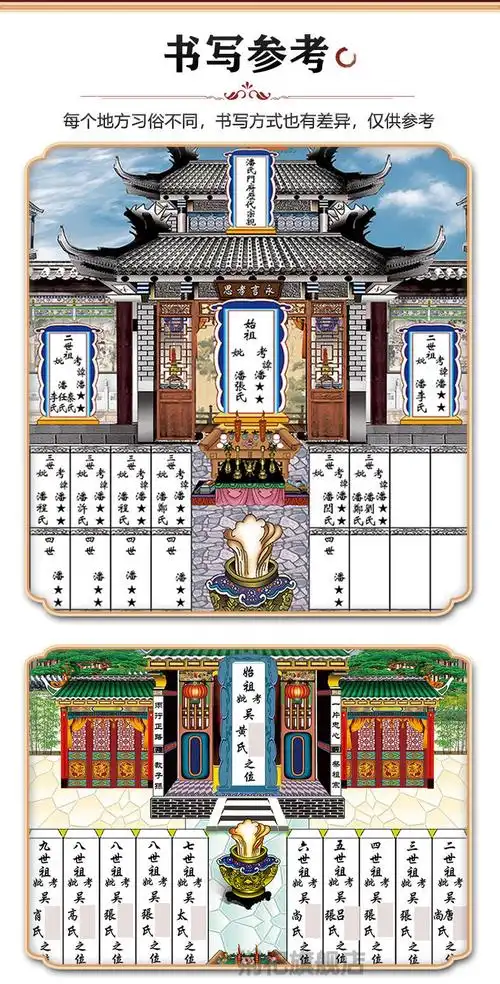 家谱挂图挂画 族谱挂图布料家堂轴子半素家谱卷轴定制任何尺寸家谱